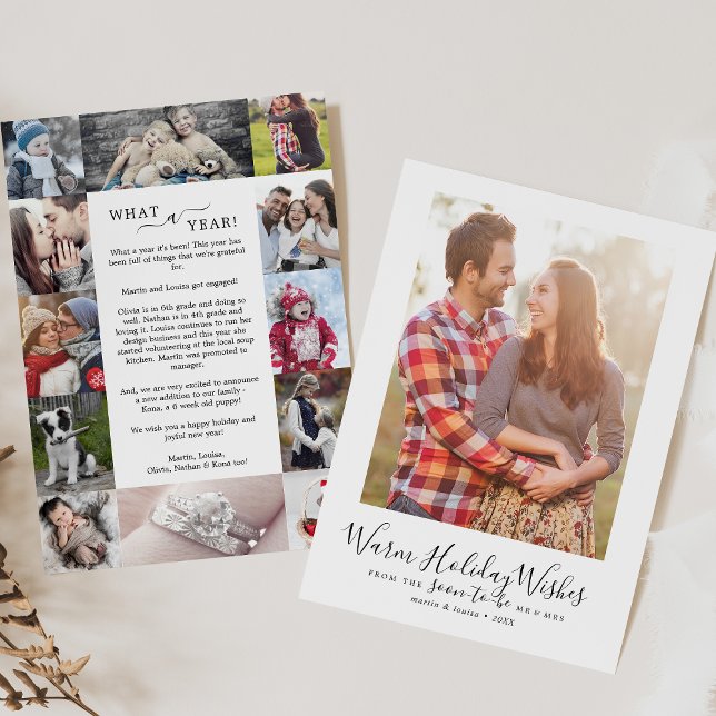 Minimalist Holiday Wishes Engagement Photo Collage (Creator Uploaded)