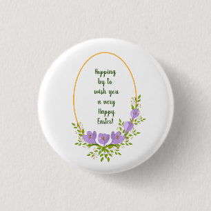 Minimalist holiday wreaths Crocus flowers Easter 3 Cm Round Badge