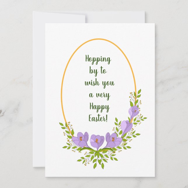 Minimalist  holiday wreaths  Crocus flowers Easter Invitation (Front)