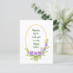 Minimalist  holiday wreaths  Crocus flowers Easter Postcard