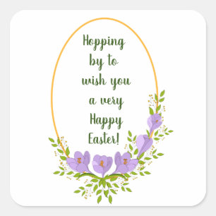 Minimalist  holiday wreaths  Crocus flowers Easter Square Sticker