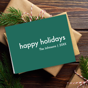 Minimalist Holidays   Modern Simple Forest Green Holiday Card