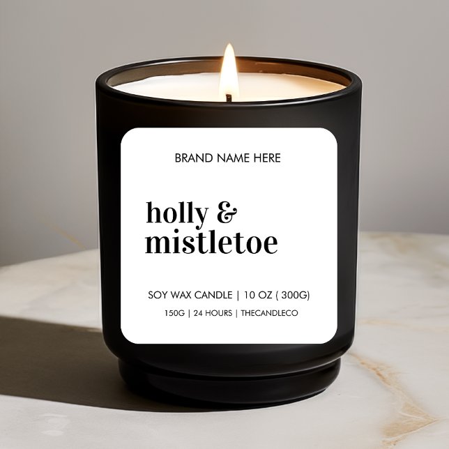 Minimalist Holly & Mistletoe Candle | Christmas Square Sticker (Creator Uploaded)