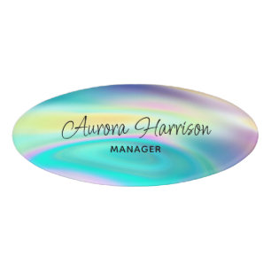 Minimalist Holograph Modern Logo Business Name Tag
