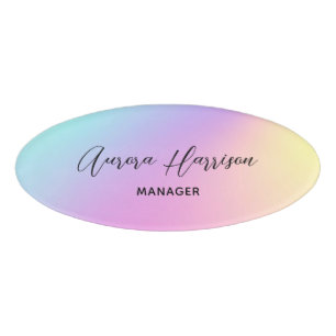 Minimalist Holograph Modern Logo Business Name Tag
