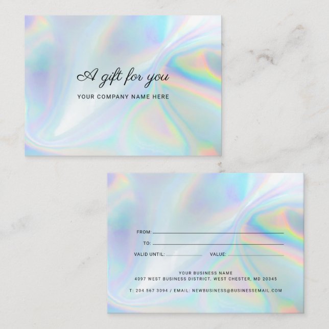 Minimalist Holographic Business Gift Certificate (Front/Back)