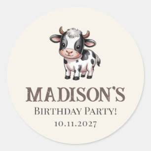 Minimalist Holy Cow Birthday Party Thank You Favou Classic Round Sticker