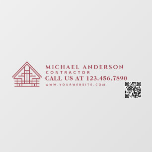 Minimalist Home Building Construction Car Truck QR Window Cling