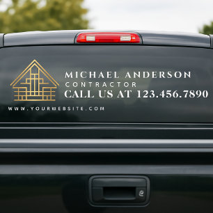 Minimalist Home Building Construction  Car Truck Window Cling