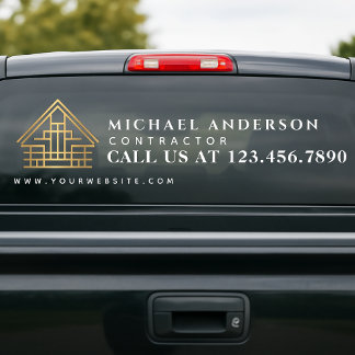 Minimalist Home Building Construction Car Truck Window Cling