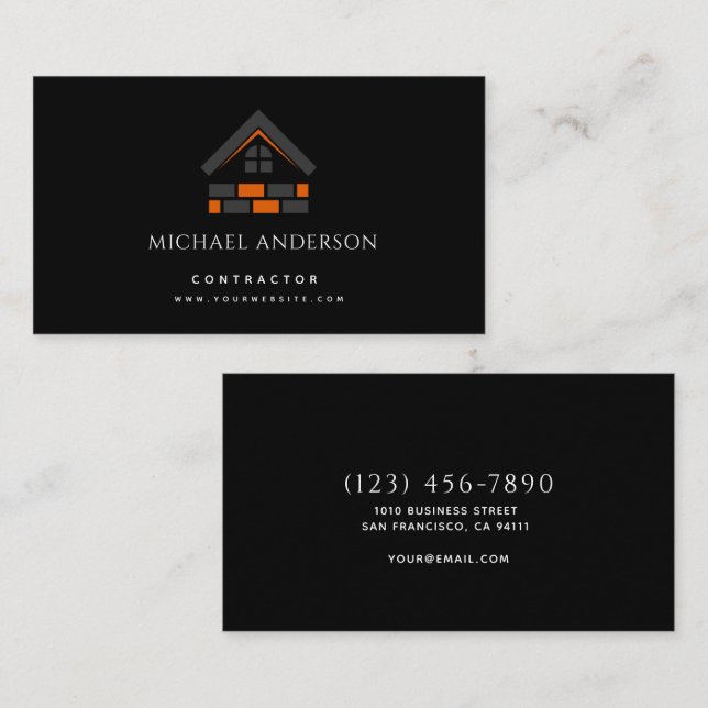 Minimalist Home Building Construction Luxe Busines Business Card (Front/Back)