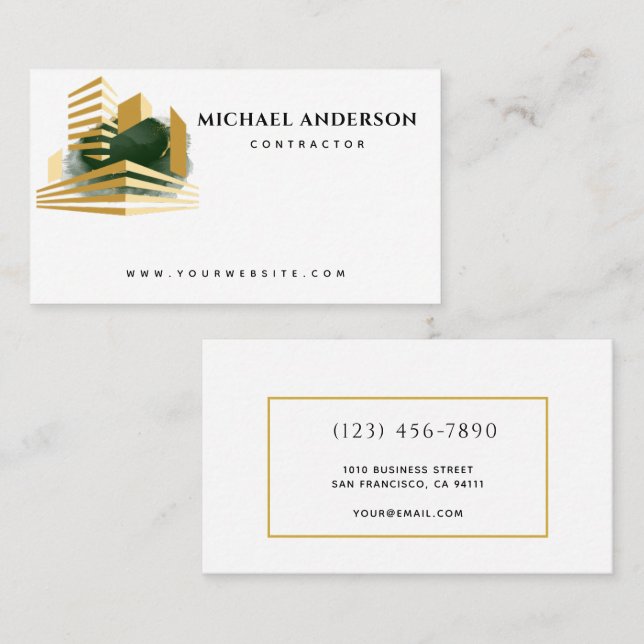 Minimalist Home Building Construction Luxe Busines Business Card (Front/Back)