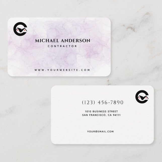 Minimalist Home Building Construction Luxe Busines Business Card (Front/Back)