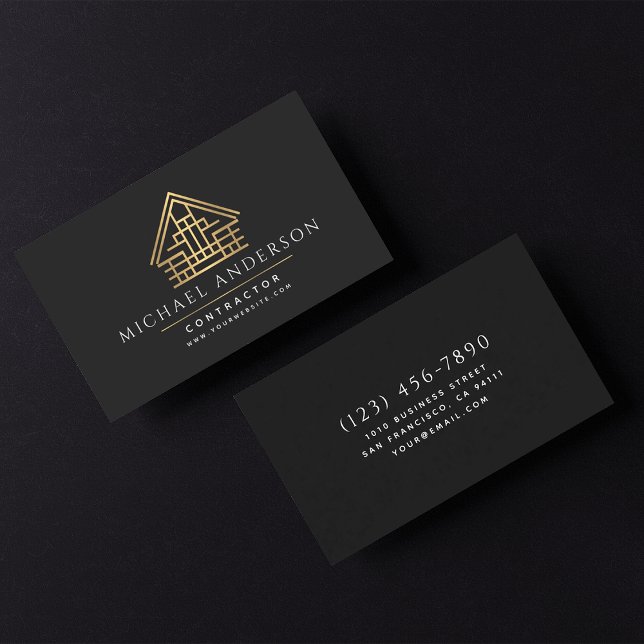 Minimalist Home Building Construction Luxe  Business Card (Creator Uploaded)