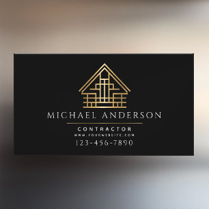 Minimalist Home Building Construction Luxe Magnetic Business Card