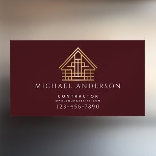 Minimalist Home Building Construction Luxe  Magnetic Business Card