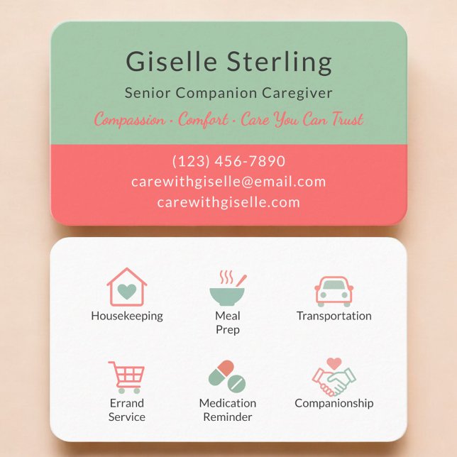 Minimalist Home Care & Senior Support Business Card (Creator Uploaded)