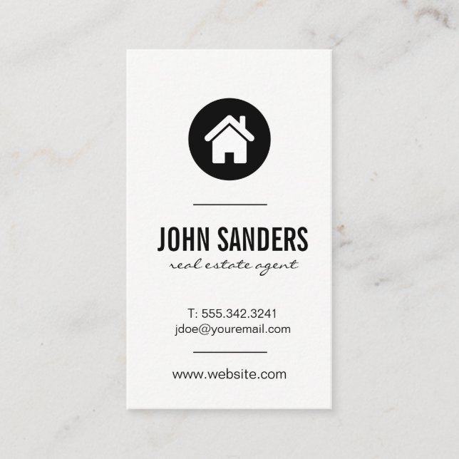 Minimalist Home Icon Business Card (Front)