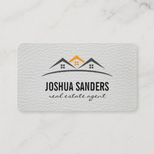 Minimalist Home Icon / Gold Brushed Faux Leather Business Card