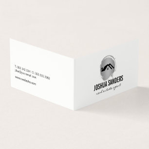 Minimalist Home Icon / Silver Brushed Business Card