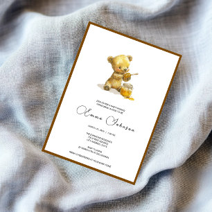 Minimalist Honey Bear Baby Shower Invitation