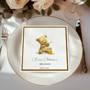 Minimalist Honey Bear Baby Shower Napkin