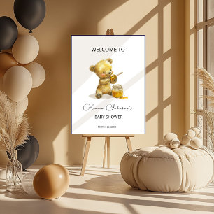 Minimalist Honey Bear Baby Shower Welcome Poster