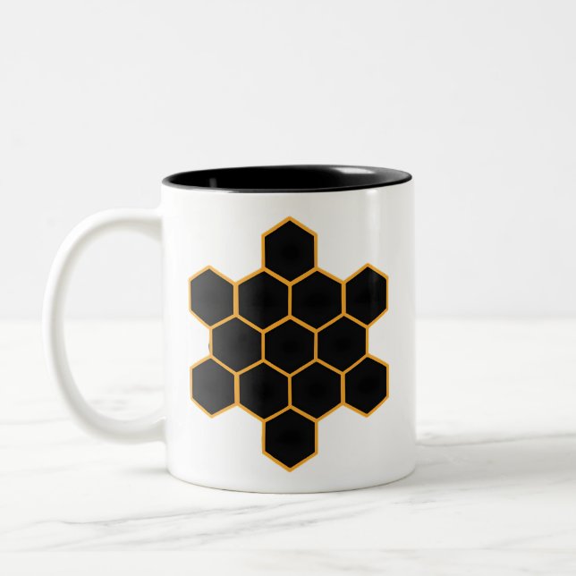 Minimalist Honeycomb Art Two-Tone Coffee Mug (Left)
