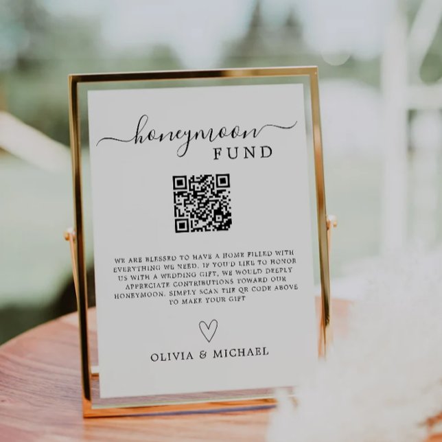 Minimalist Honeymoon Fund QR Code Sign Invitation (Minimalist Honeymoon Fund QR Code Sign Invitation)