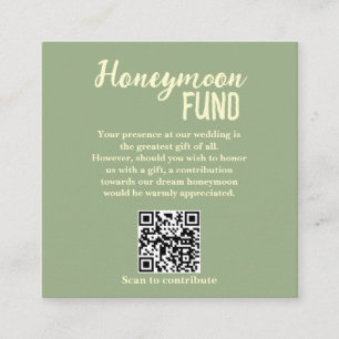 Minimalist Honeymoon Fund QR Code Wedding Enclosure Card