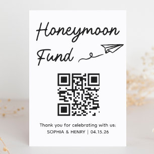 Minimalist Honeymoon Fund QR Code Wedding Sign