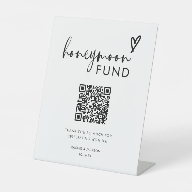 Minimalist Honeymoon Fund QR Wishing Well Sign (Front)
