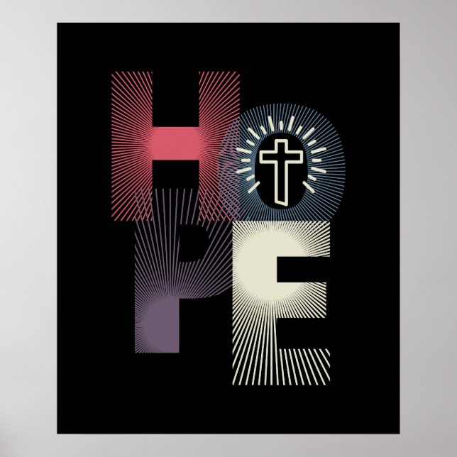 Minimalist "Hope" Cross 20 x 24 Poster (Front)