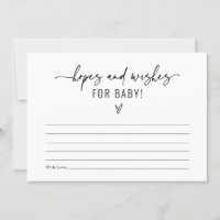 Minimalist Hopes and Wishes for Baby Shower Game