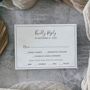 Minimalist Horizontal Menu Choice RSVP Card