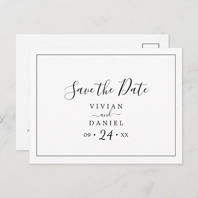Minimalist Horizontal Save the Date Postcard (Front/Back)