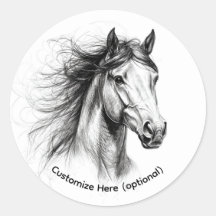 Minimalist Horse Line Art Drawing Sticker