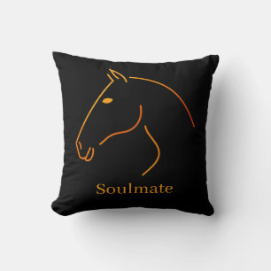 Minimalist Horse Line Art - "Soulmate" Personalise Cushion