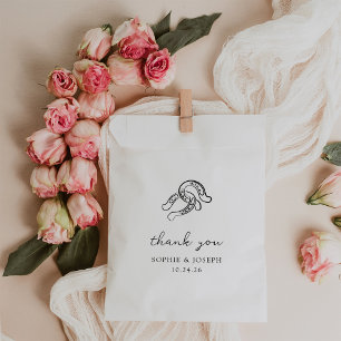 Minimalist Horseshoe   Black and White Wedding Favour Bags