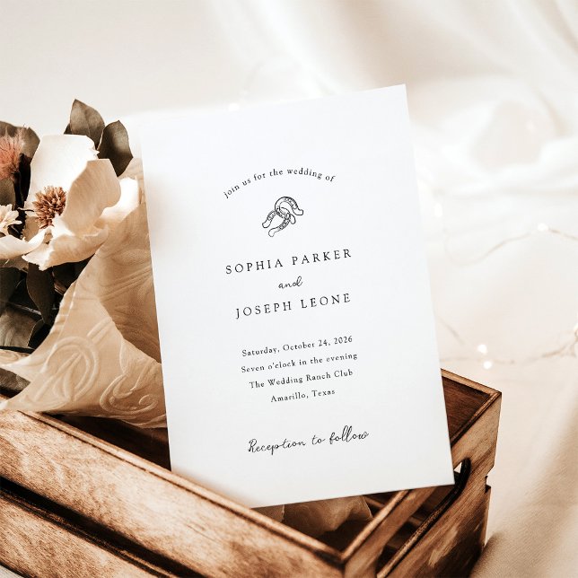 Minimalist Horseshoe | Black and White Wedding Invitation (Creator Uploaded)