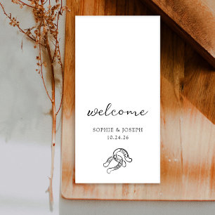 Minimalist Horseshoe   Black and White Wedding Napkin