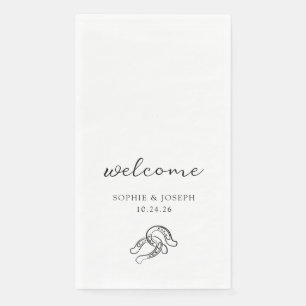 Minimalist Horseshoe Black and White Wedding Napkin