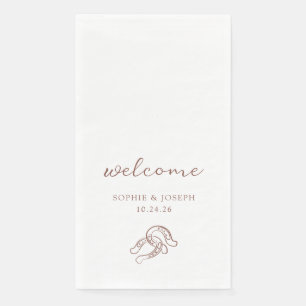 Minimalist Horseshoe Brown and White Wedding Napkin
