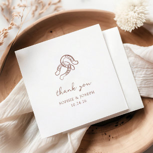 Minimalist Horseshoe Brown and White Wedding Napkin