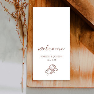 Minimalist Horseshoe Brown and White Wedding Napkin