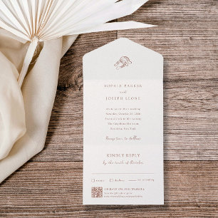 Minimalist Horseshoe Brown   Wedding QR Code All In One Invitation