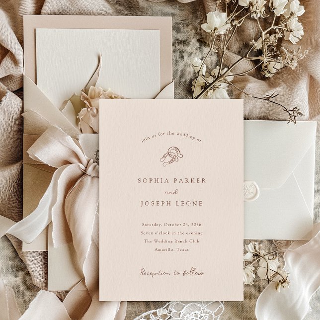 Minimalist Horseshoe | Neutral and Brown Wedding Invitation (Creator Uploaded)