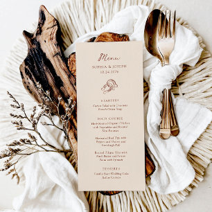 Minimalist Horseshoe Neutral Brown Wedding Menu