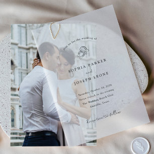 Minimalist Horseshoe   Rustic Wedding Vellum Invitations