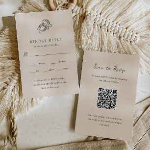 Minimalist Horseshoe Wedding   Meal Choice QR Code RSVP Card